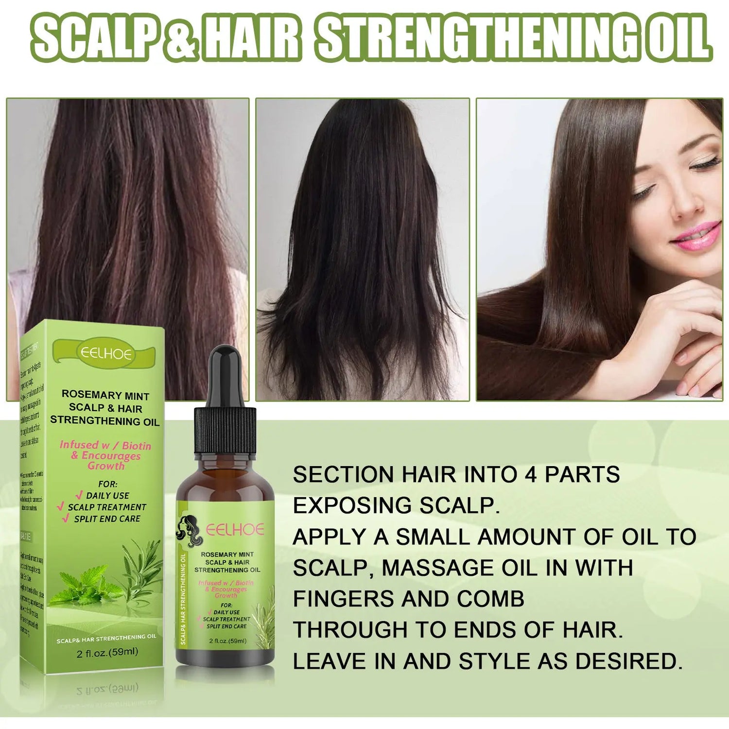 Rosemary Mint Hair Growth Fluid Scalp Massage - Huy&