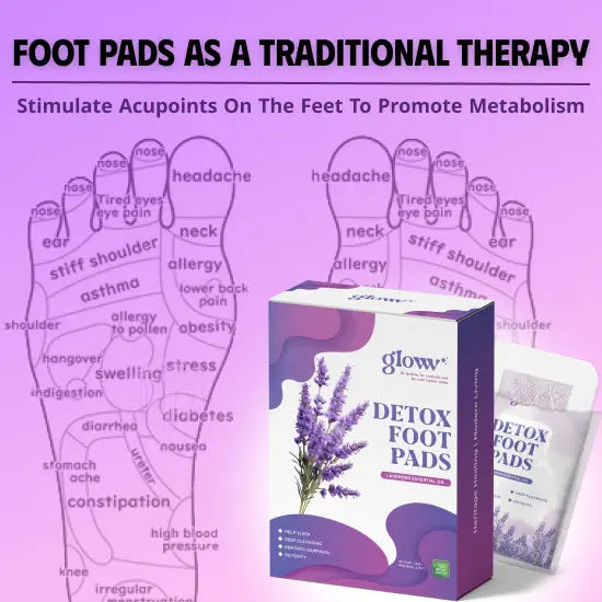 Glow Health Detox Warming Foot Pads - Lavender - Soothing And Relaxing - Huy&