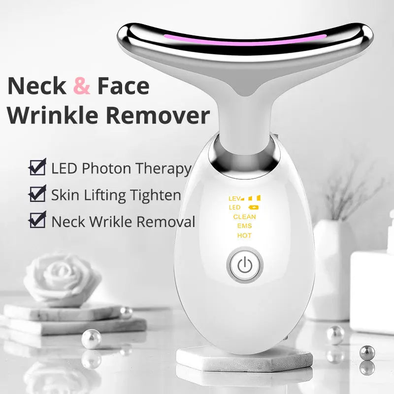 EMS Thermal Neck Lifting And Tighten Massager Electric Microcurrent Wrinkle Remover - Huy&