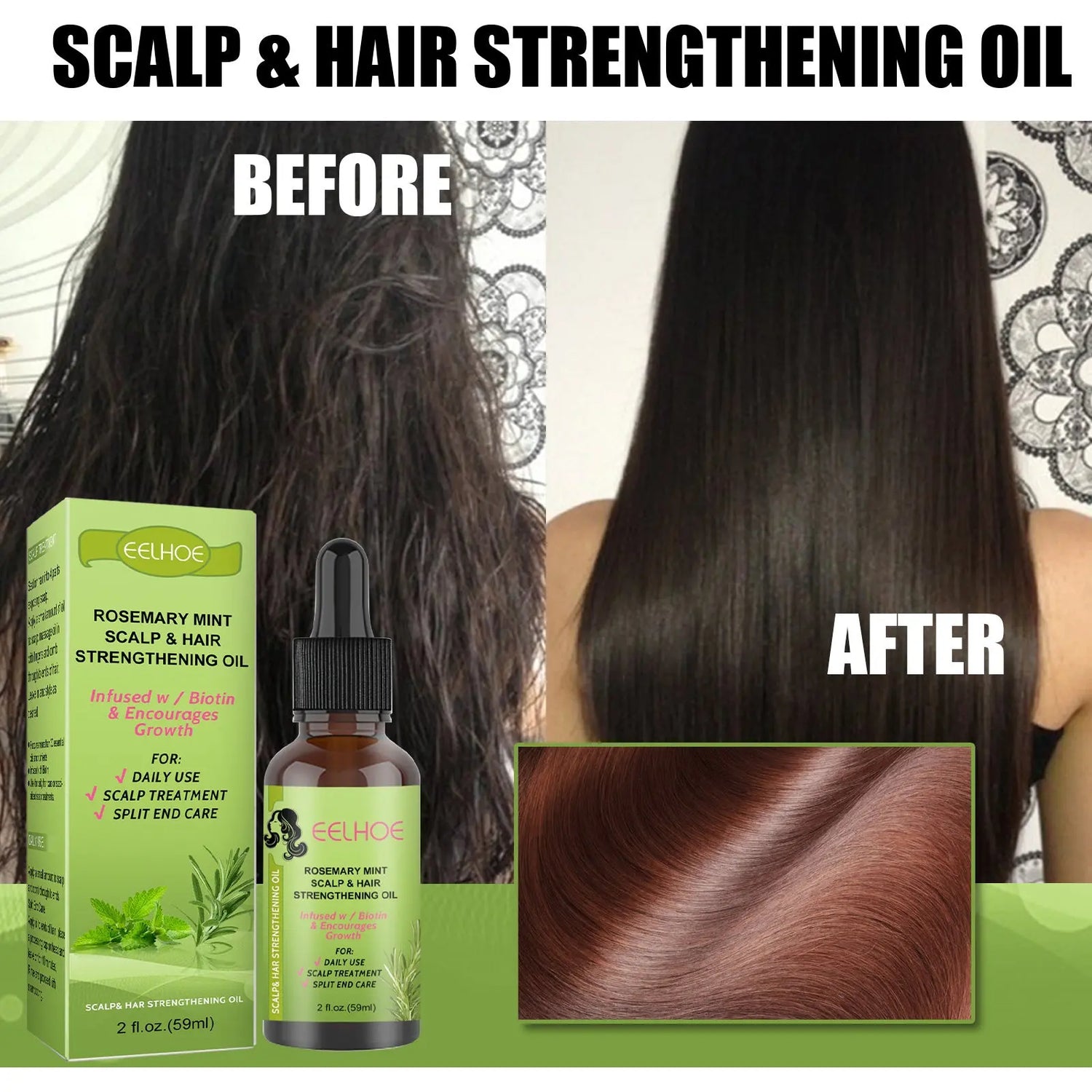 Rosemary Mint Hair Growth Fluid Scalp Massage - Huy&