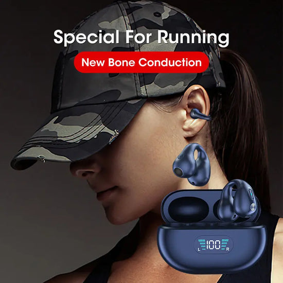 Bone Conduction Headphones TWS Earbuds Ear Clip Bluetooth 5.3 Touch Wireless Earphone In-Ear Bass HIFI Sports Headset - Huy&