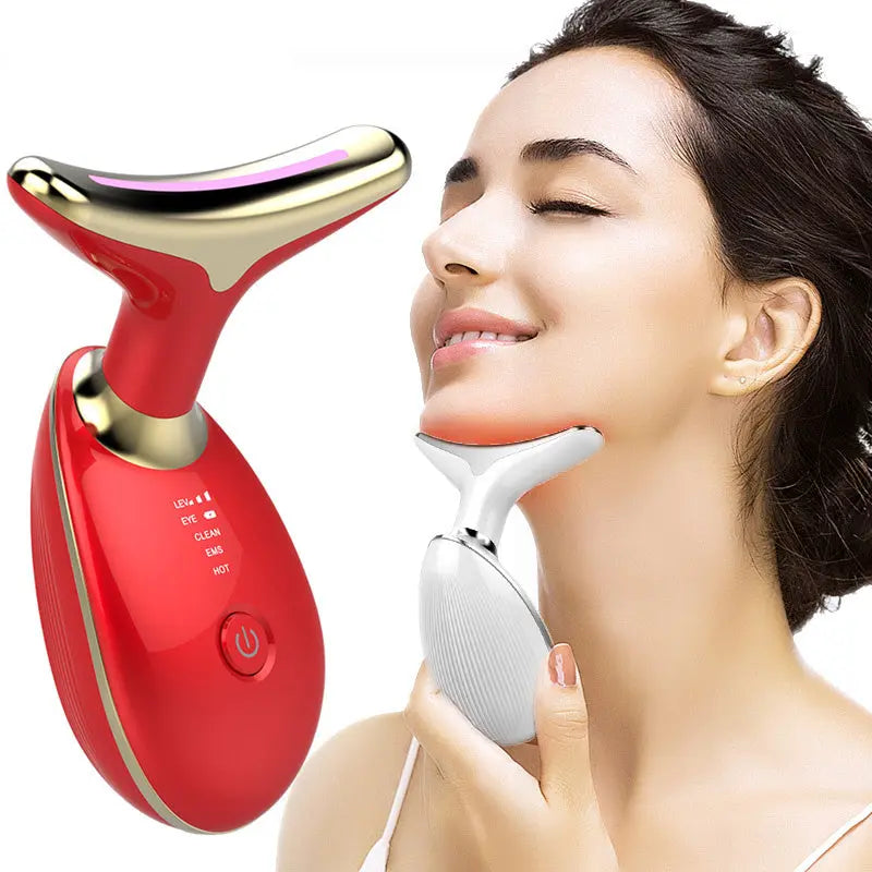 EMS Thermal Neck Lifting And Tighten Massager Electric Microcurrent Wrinkle Remover - Huy's Health and Herbs